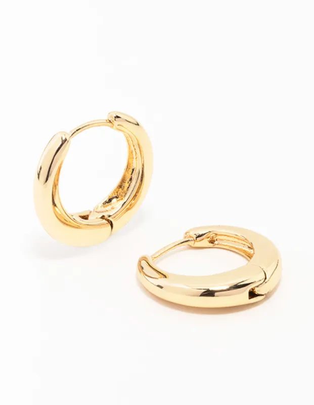 Gold Plain Clicker Huggie Earrings sold by lovisa