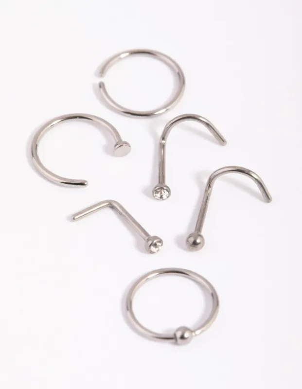 Titanium Mix & Match Nose Stud 6-Pack sold by lovisa