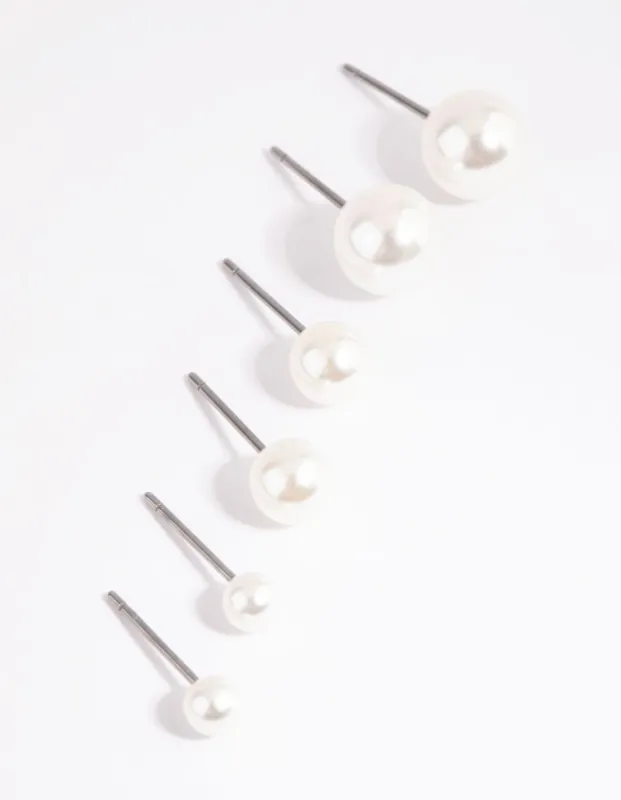 Mixed Pearl Stud Earring Pack sold by lovisa