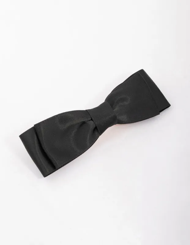 Black Fabric Double Layer Bow Hair Clip sold by lovisa