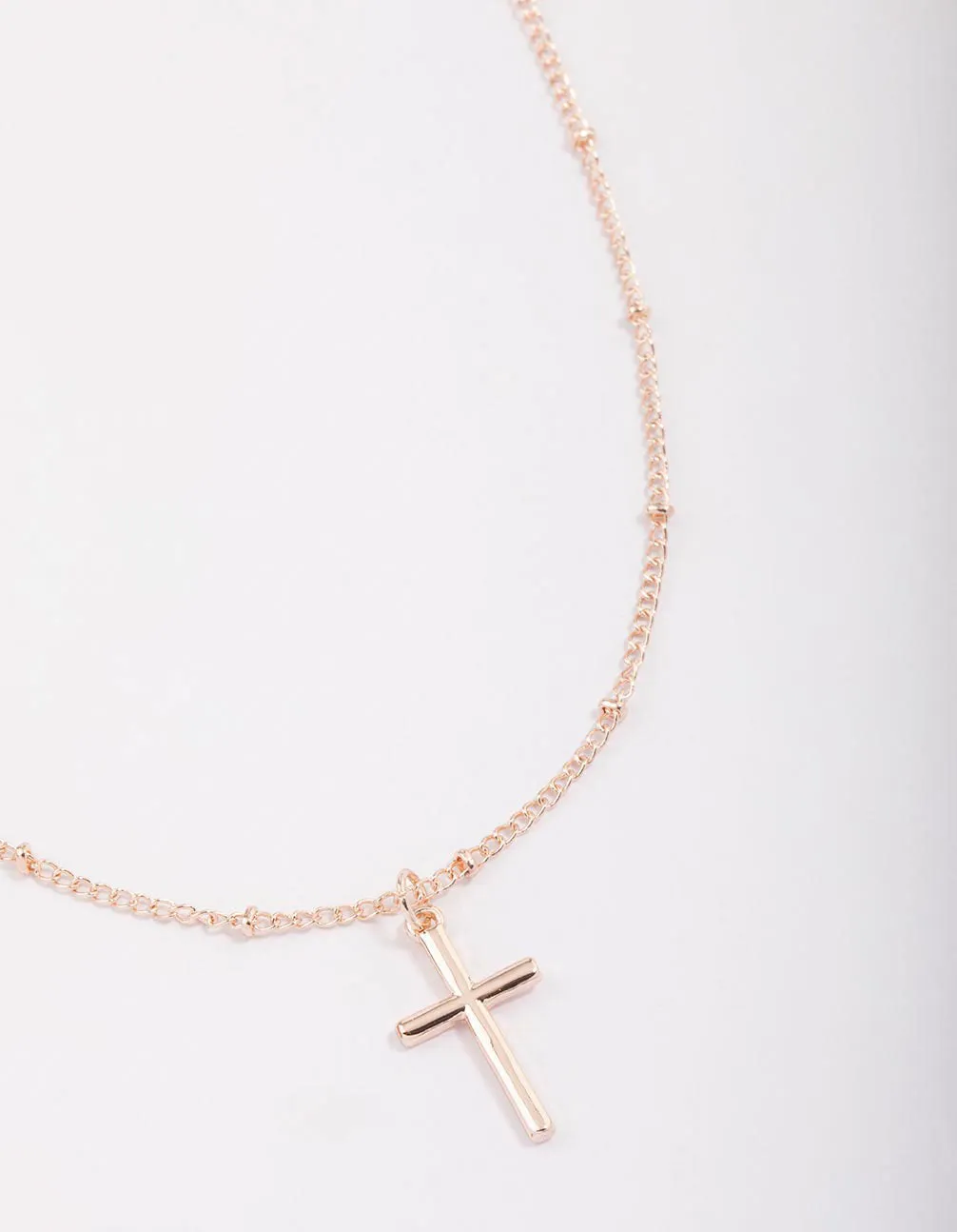 Rose Gold Classic Cross Ball Chain Necklace sold by lovisa
