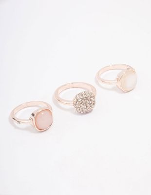 Rose Gold Pave Stacking Ring 3-Pack sold by lovisa