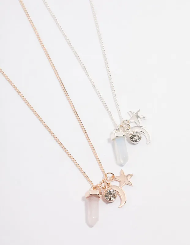Mixed Metal Semi Precious & Celestial Necklace Set sold by lovisa