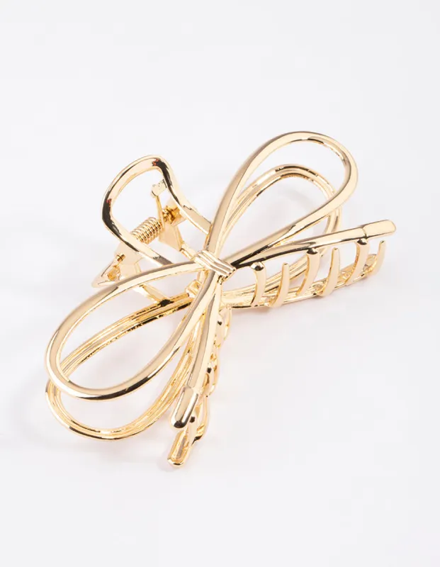 Gold Molten Large Bow Claw Clip sold by lovisa