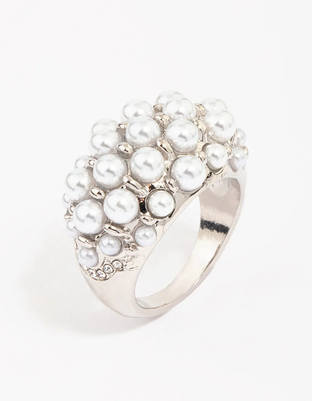 Rhodium Domed Pearl Cocktail Ring sold by lovisa product image thumbnail 3