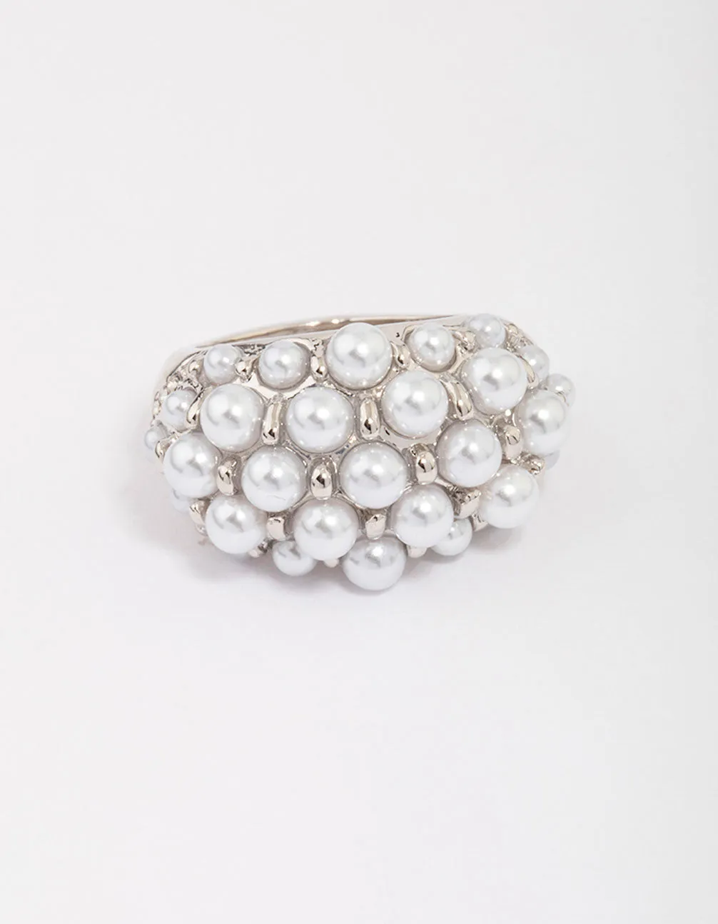 Rhodium Domed Pearl Cocktail Ring sold by lovisa product image thumbnail 2