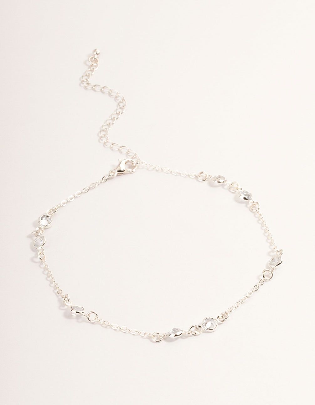 Silver Cubic Zirconia Station Anklet sold by lovisa