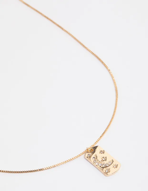 Gold Celestial Tag Pendant Necklace sold by lovisa