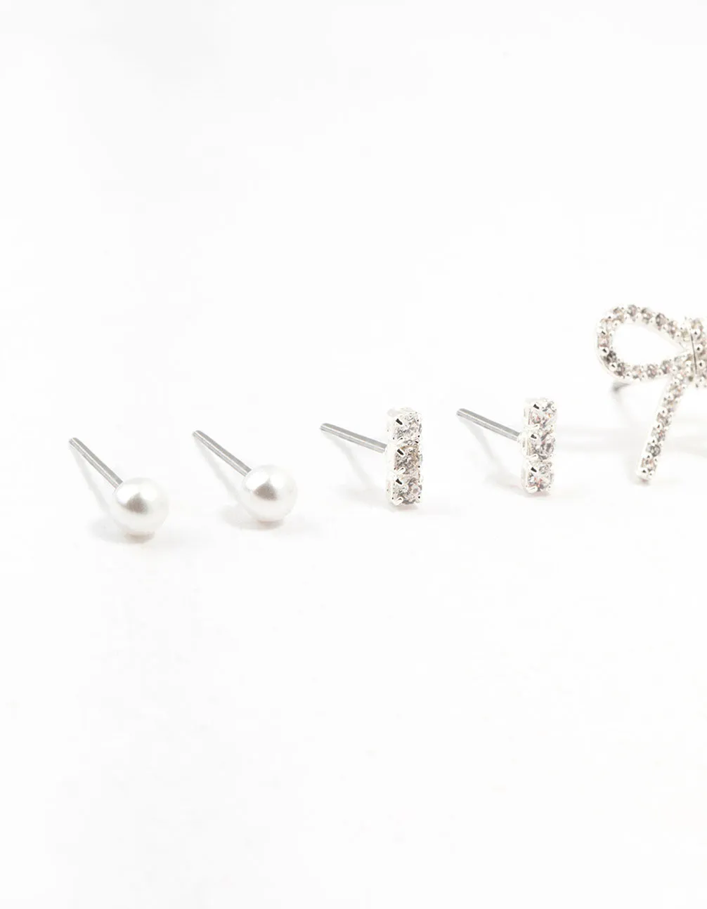 Pearl & Bow Cubic Zirconia Stud Earrings Pack sold by lovisa product image thumbnail 2