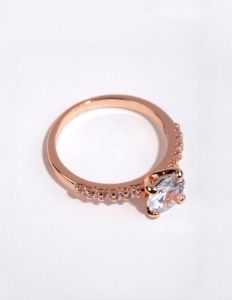 Rose Gold Plated Round Cubic Zirconia Ring sold by lovisa
