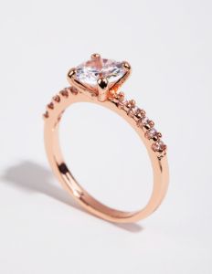 Rose Gold Plated Round Cubic Zirconia Ring sold by lovisa
