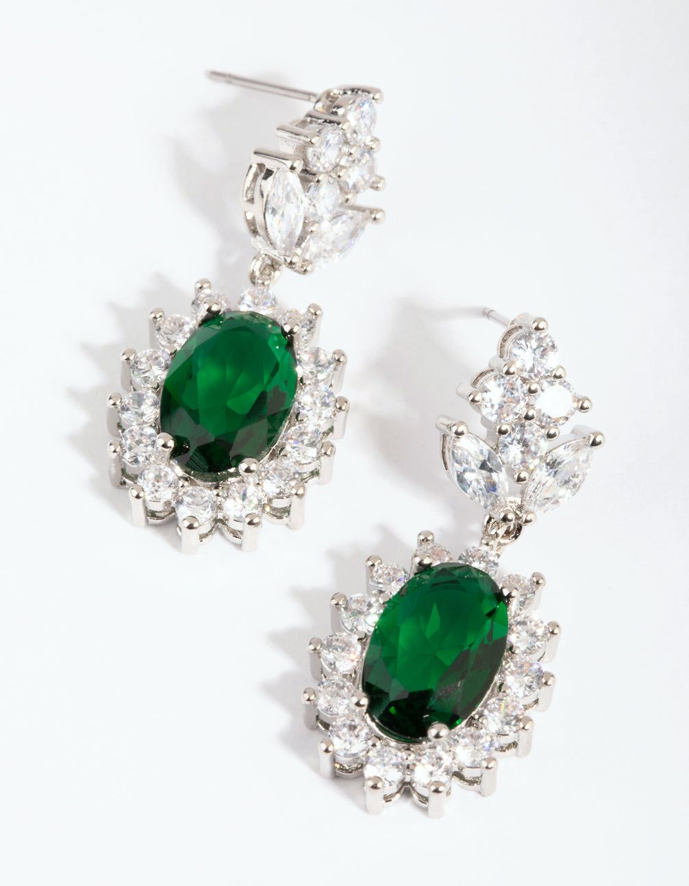 Emerald Diamond Simulant Oval Drop Earrings sold by lovisa