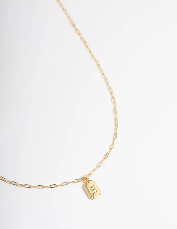 Letter E Gold Plated Rectangle Pendant Initial Necklace sold by lovisa