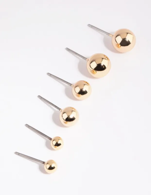 Gold Simple Stud Earring Pack sold by lovisa