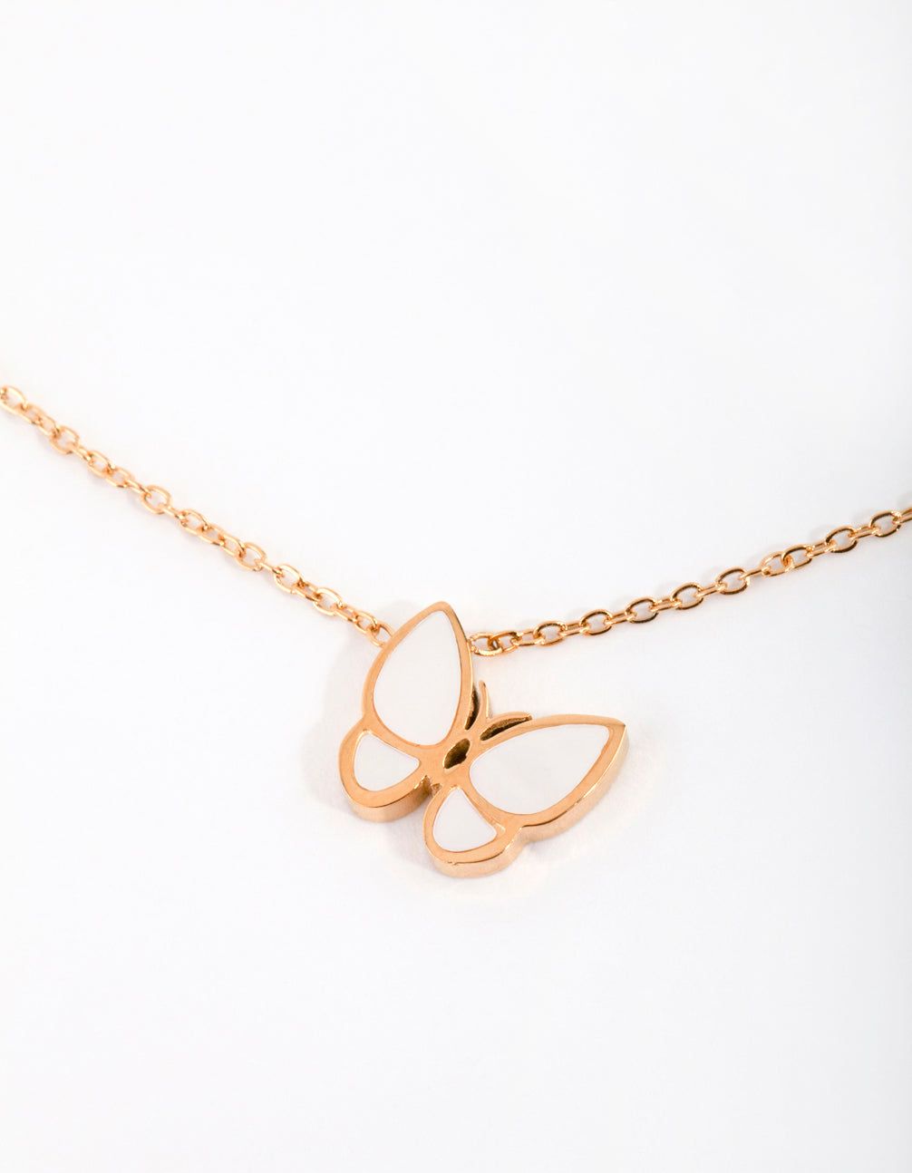 Gold Plated Surgical Steel Mother of Pearl Butterfly Necklace sold by lovisa product image thumbnail 3