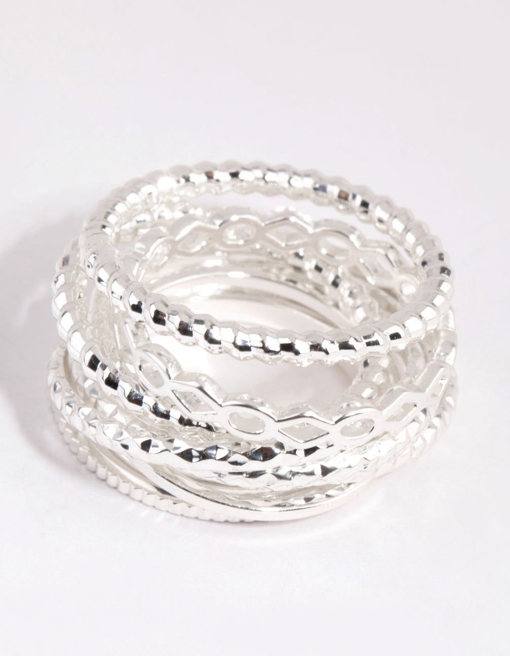 Silver Mixed Texture Ring Pack sold by lovisa product image thumbnail 3