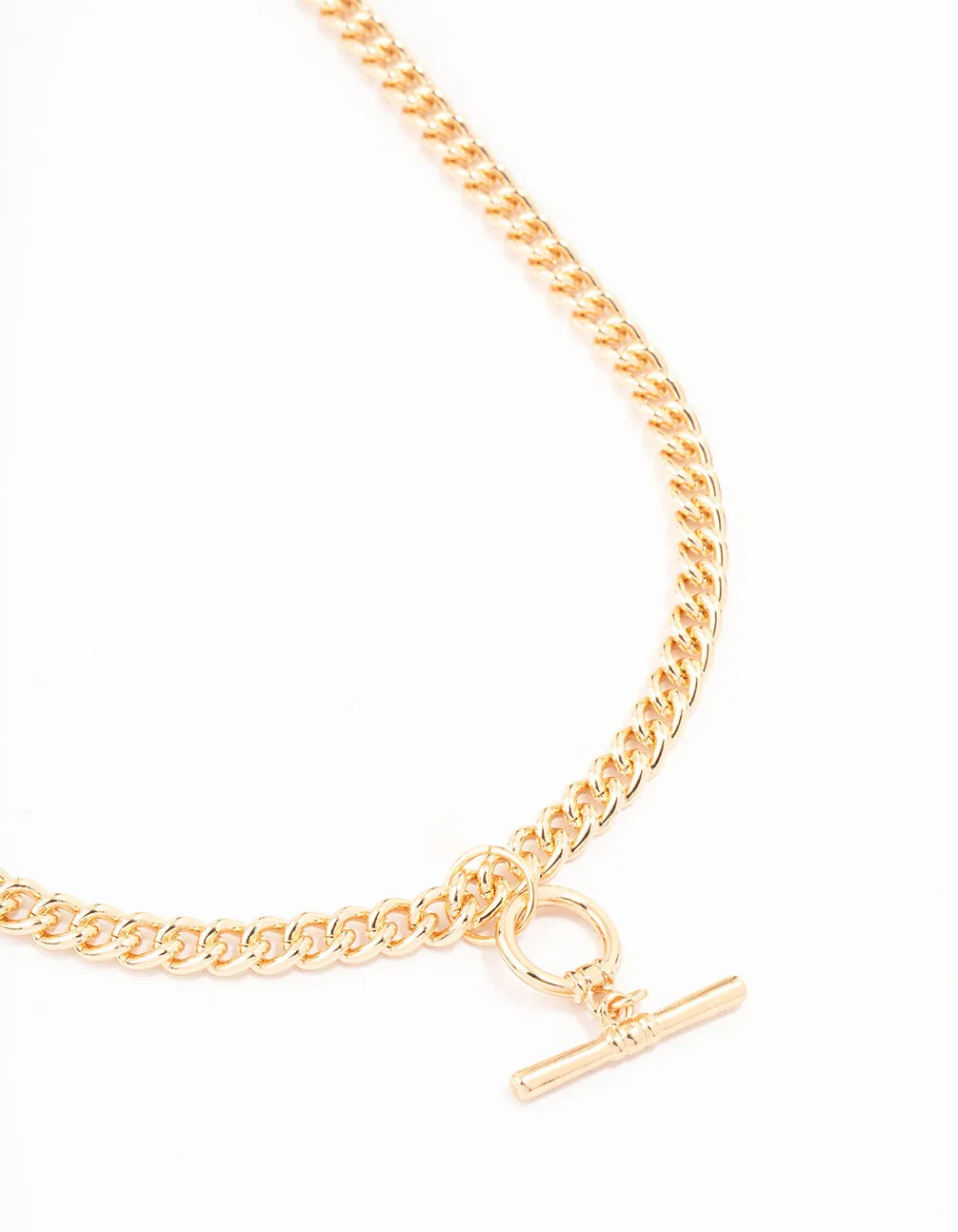 Gold Chunky T Bar Necklace sold by lovisa