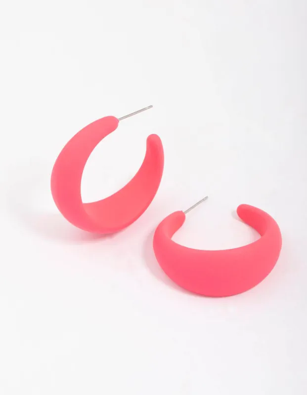 Pink Rubber Wide Hoop Earrings sold by lovisa