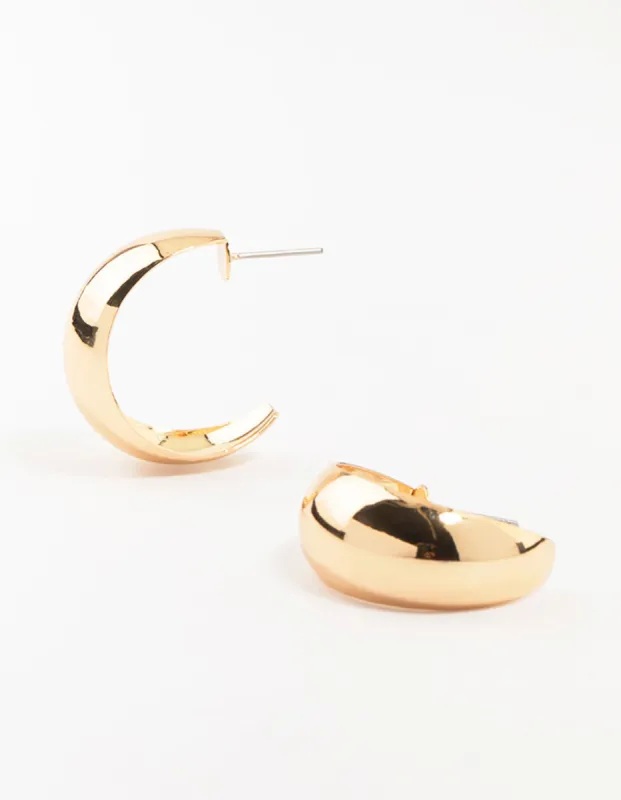 Hollow Wide Gold Hoop Earrings sold by lovisa