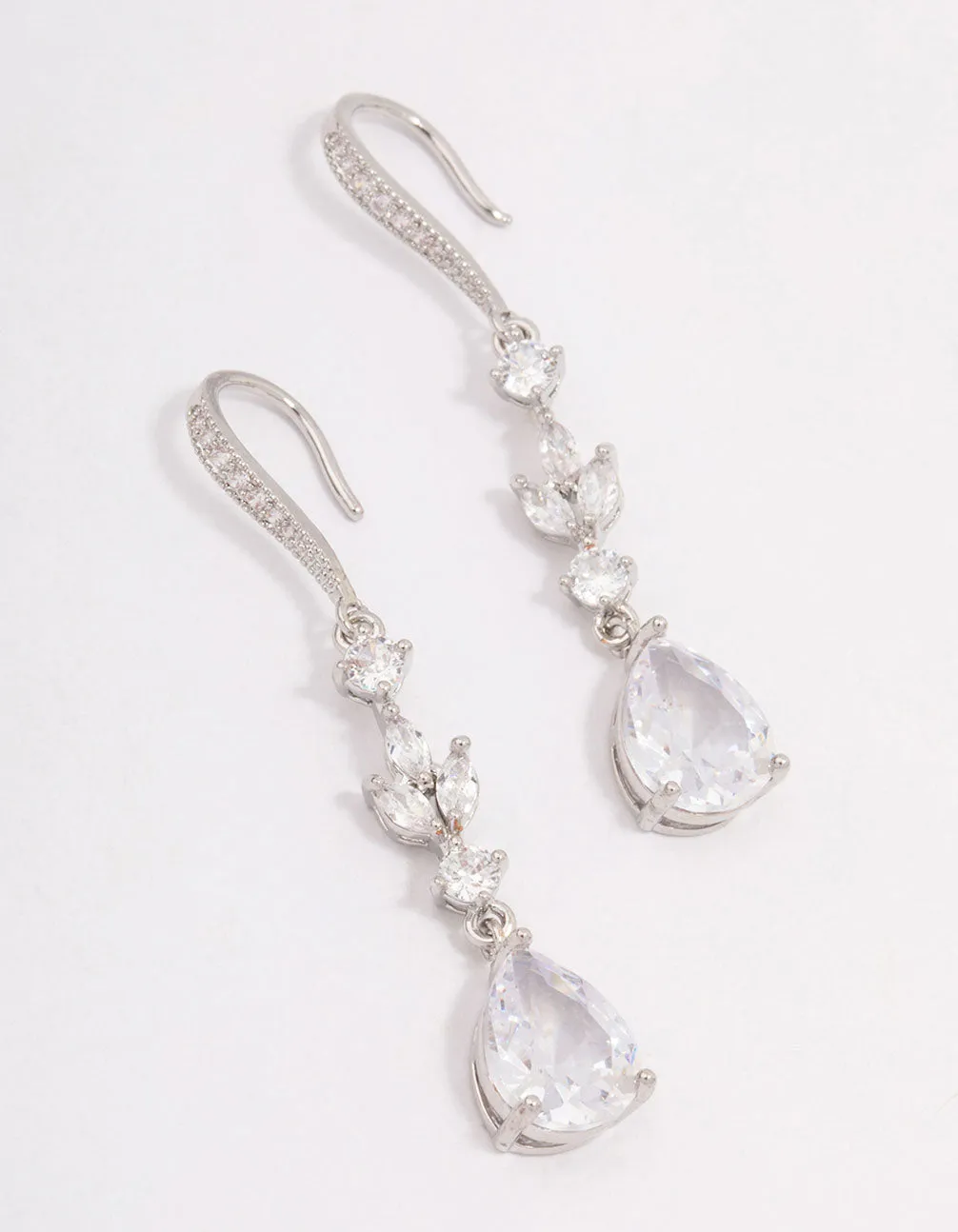 Silver Cubic Zirconia French Hook Pear Drop Earrings sold by lovisa