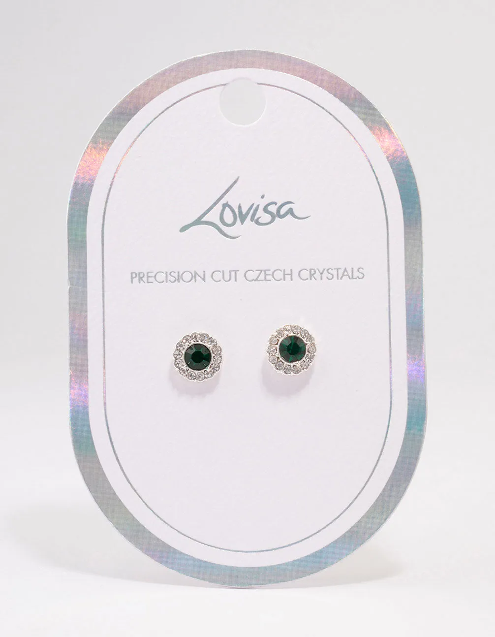 Silver Emerald Crystal Halo Stud Earrings sold by lovisa product image thumbnail 2