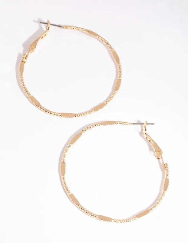 Gold Textured & Flat Hoop Earrings sold by lovisa