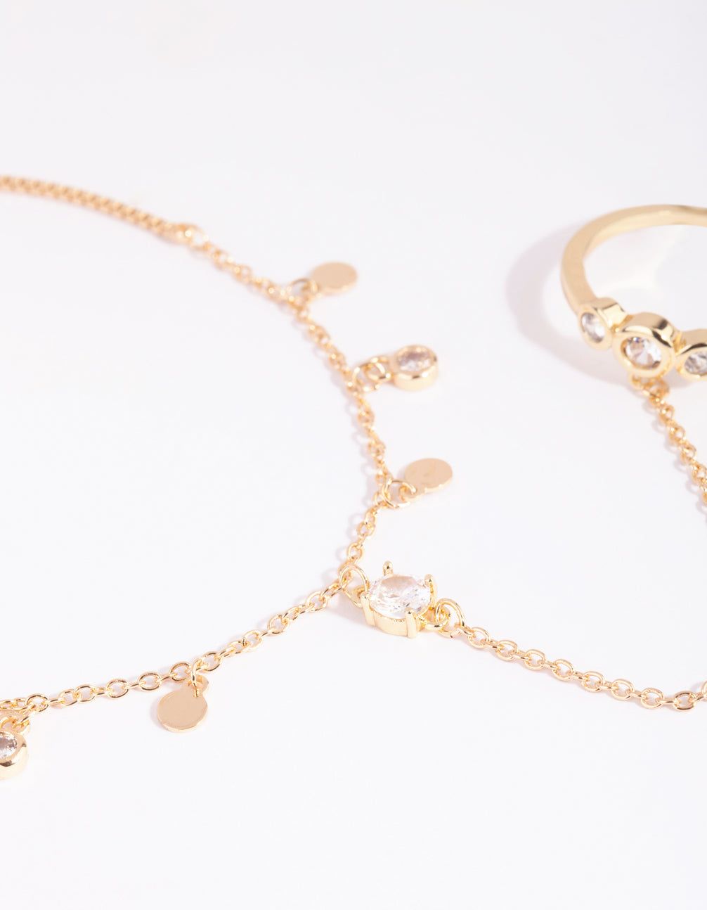 Gold Diamante & Disc Drop Hand Chain sold by lovisa product image thumbnail 3