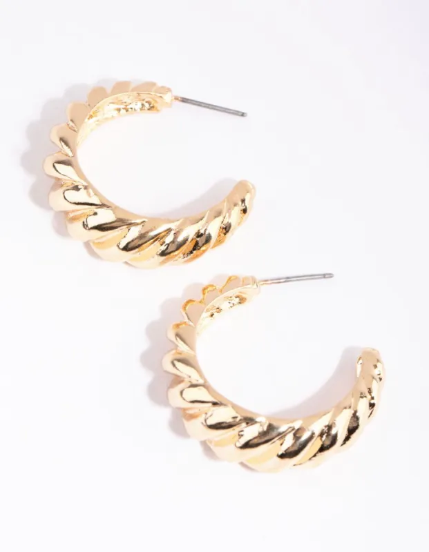 Gold Croissant Hoop Earrings sold by lovisa