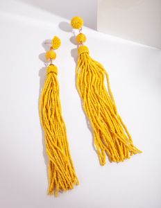 Yellow fine Beaded Earrings sold by lovisa