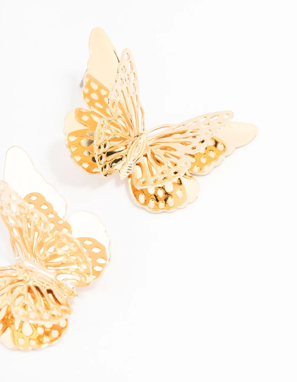 Gold Multi Layered Butterfly Stud Earrings sold by lovisa product image thumbnail 3