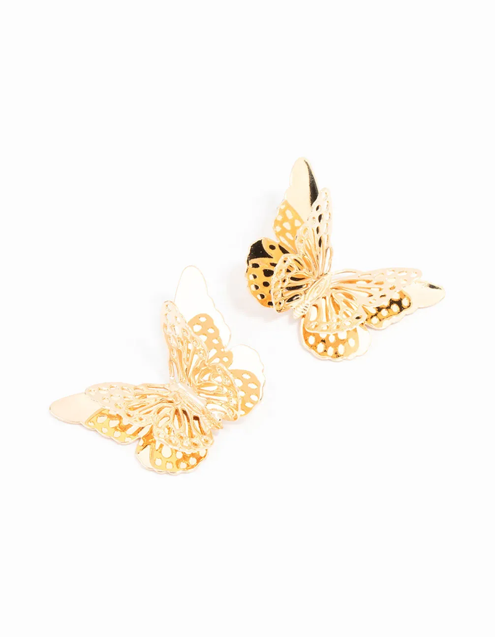 Gold Multi Layered Butterfly Stud Earrings sold by lovisa