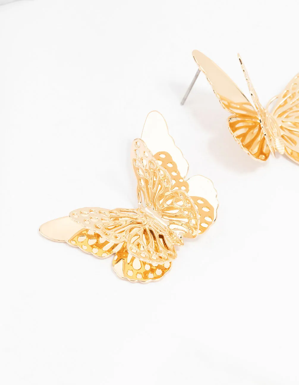 Gold Multi Layered Butterfly Stud Earrings sold by lovisa product image thumbnail 2