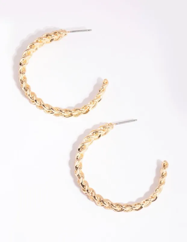 Gold Textured Hoop Earrings sold by lovisa