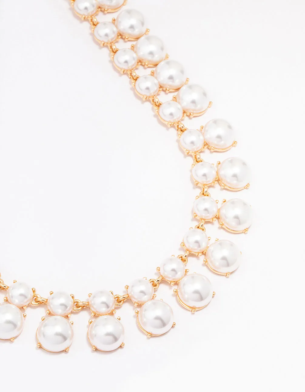 Gold Pearl Duo Row Statement Necklace sold by lovisa