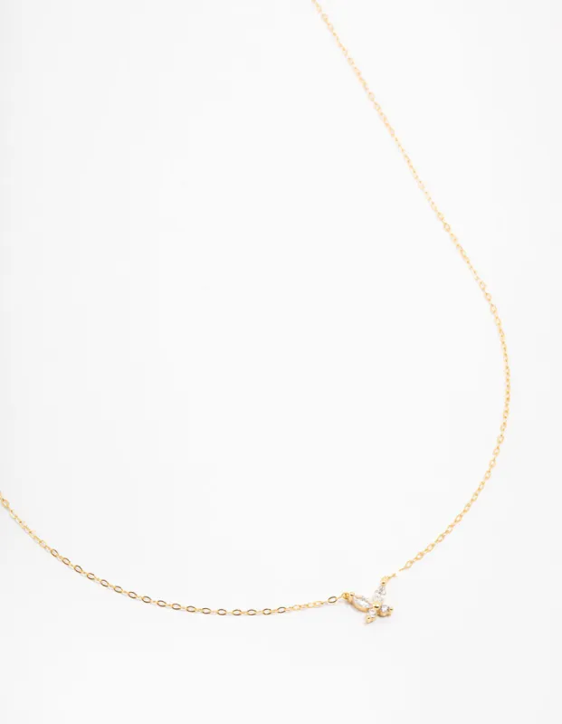 Gold Plated Sterling Silver Cubic Zirconia Mini Butterfly Necklace sold by lovisa