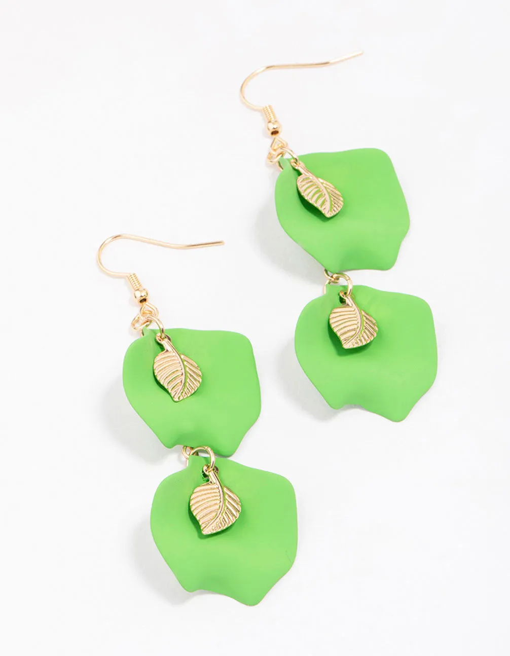 Gold & Green Double Iridescent Drop Earrings sold by lovisa