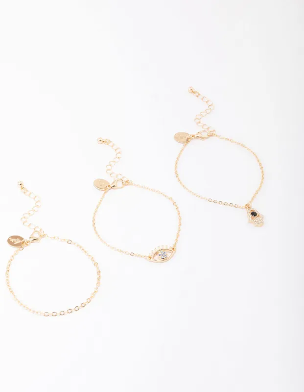 Gold Evil Eye Bracelet 3-Pack sold by lovisa