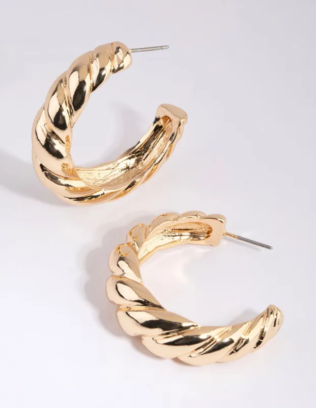 Gold Small Croissant Hoop Earrings sold by lovisa