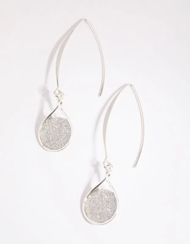 Silver Glitter Circle Drop Earrings sold by lovisa