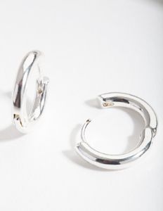 Silver Simple Polished Hoop Earrings sold by lovisa
