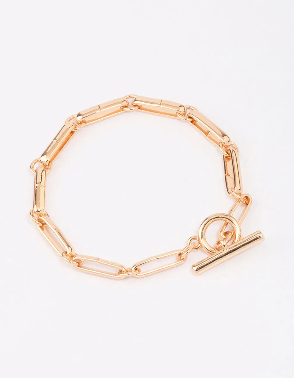 Gold Plated Chunky Rectangular Link FOB Bracelet sold by lovisa