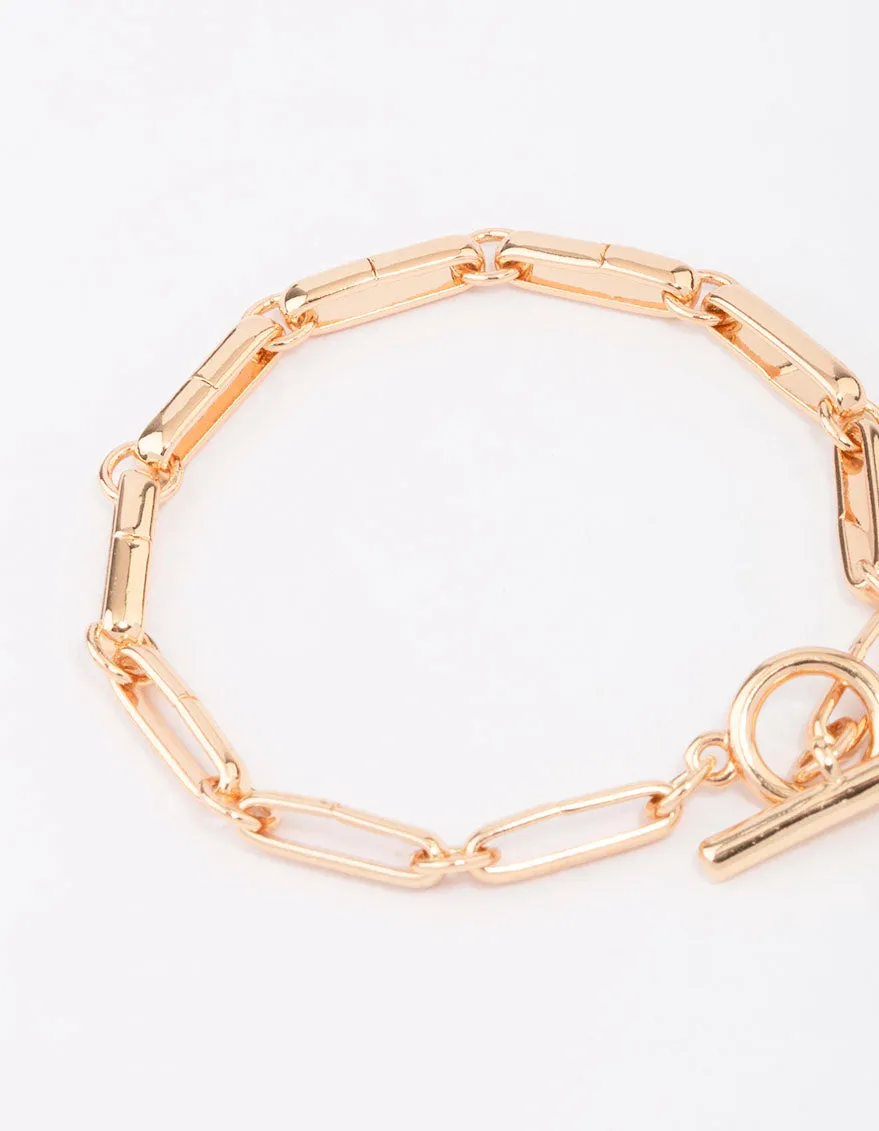Gold Plated Chunky Rectangular Link FOB Bracelet sold by lovisa product image thumbnail 3