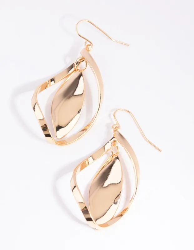 Gold Twisted Leaf Drop Earrings sold by lovisa