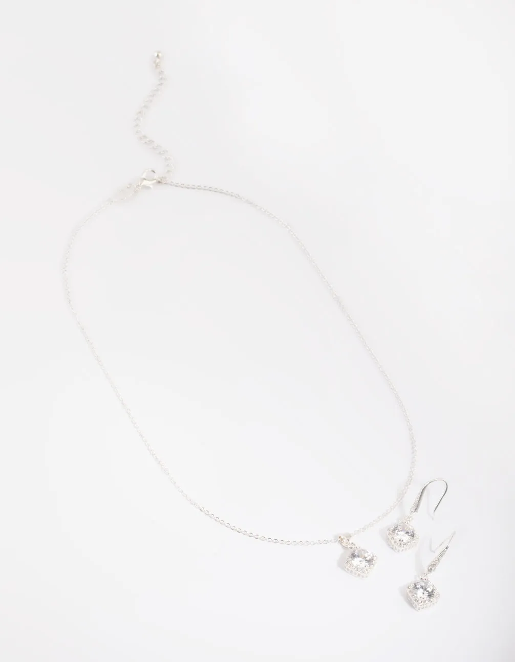 Silver Square Cut Cubic Zirconia Necklace & Earrings Set sold by lovisa product image thumbnail 4