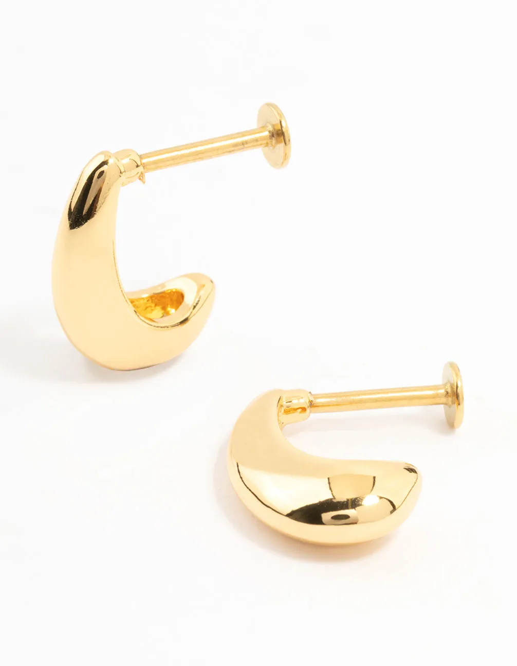 Gold Plated Surgical Steel Teardrop Hoop Flat Back Earrings 2-Pack sold by lovisa