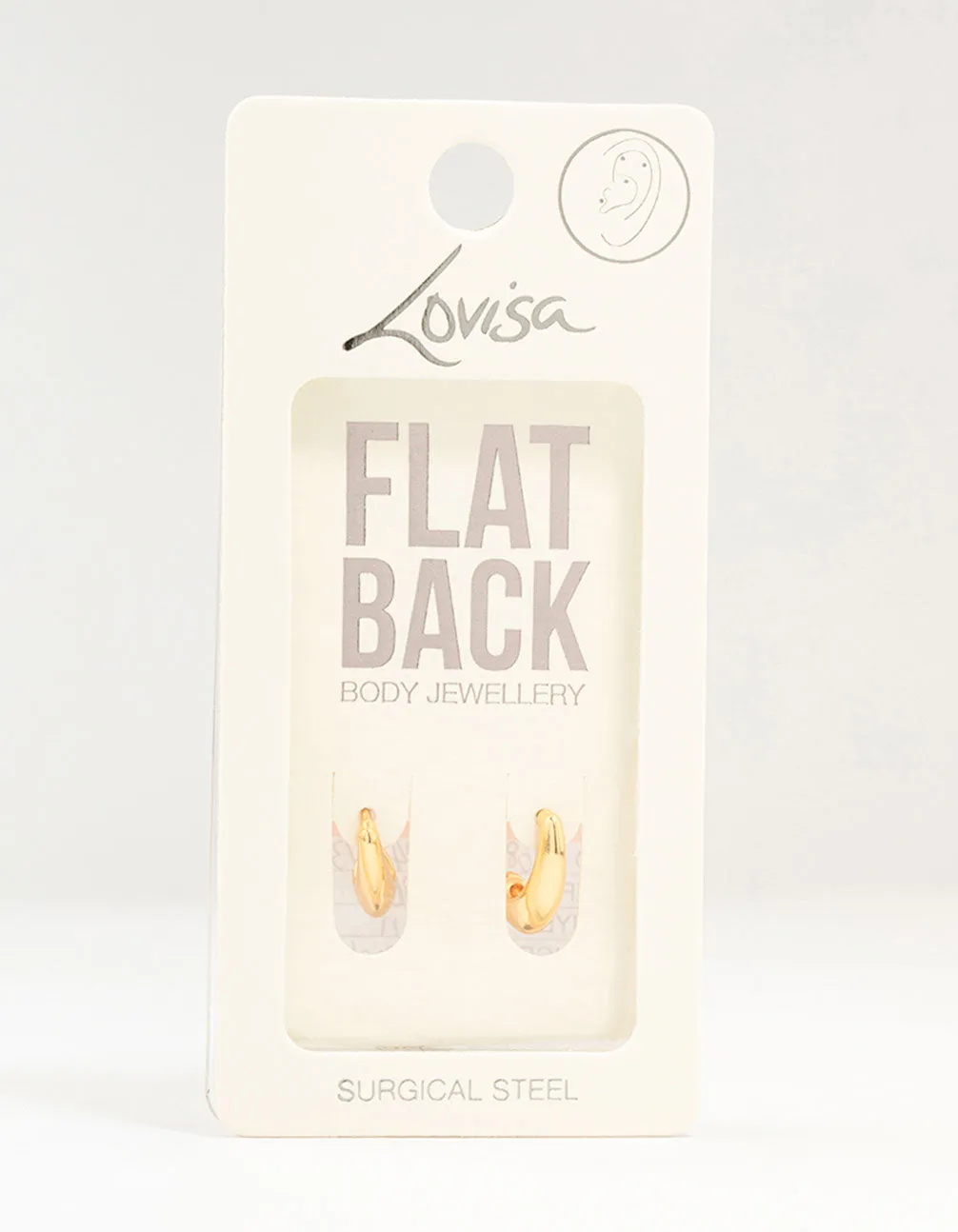 Gold Plated Surgical Steel Teardrop Hoop Flat Back Earrings 2-Pack sold by lovisa product image thumbnail 3