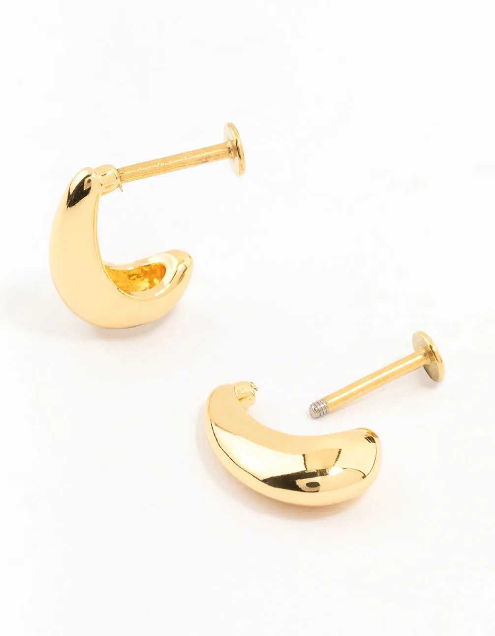 Gold Plated Surgical Steel Teardrop Hoop Flat Back Earrings 2-Pack sold by lovisa product image thumbnail 2