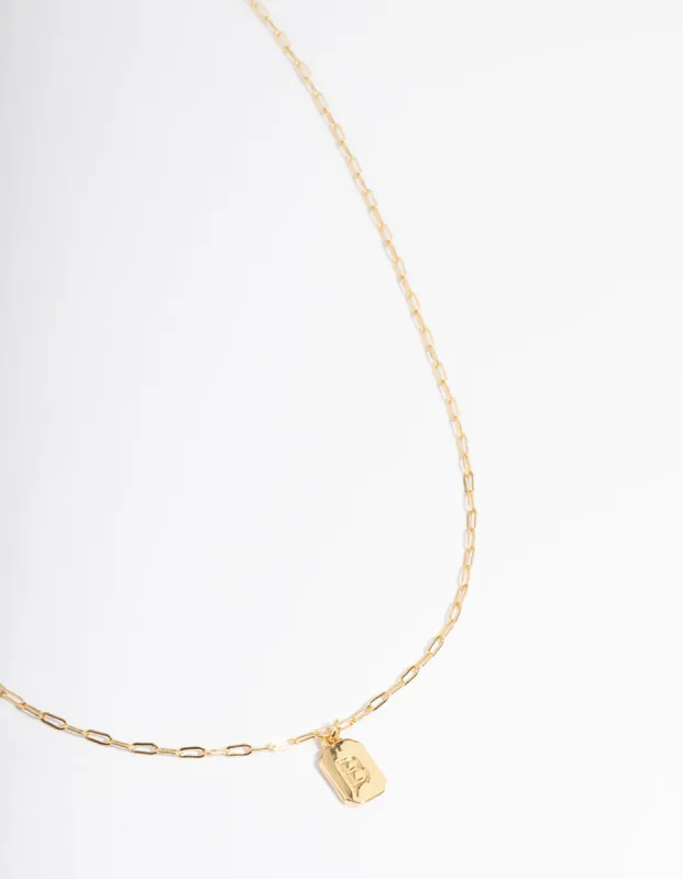 Letter B Gold Plated Rectangle Pendant Initial Necklace sold by lovisa