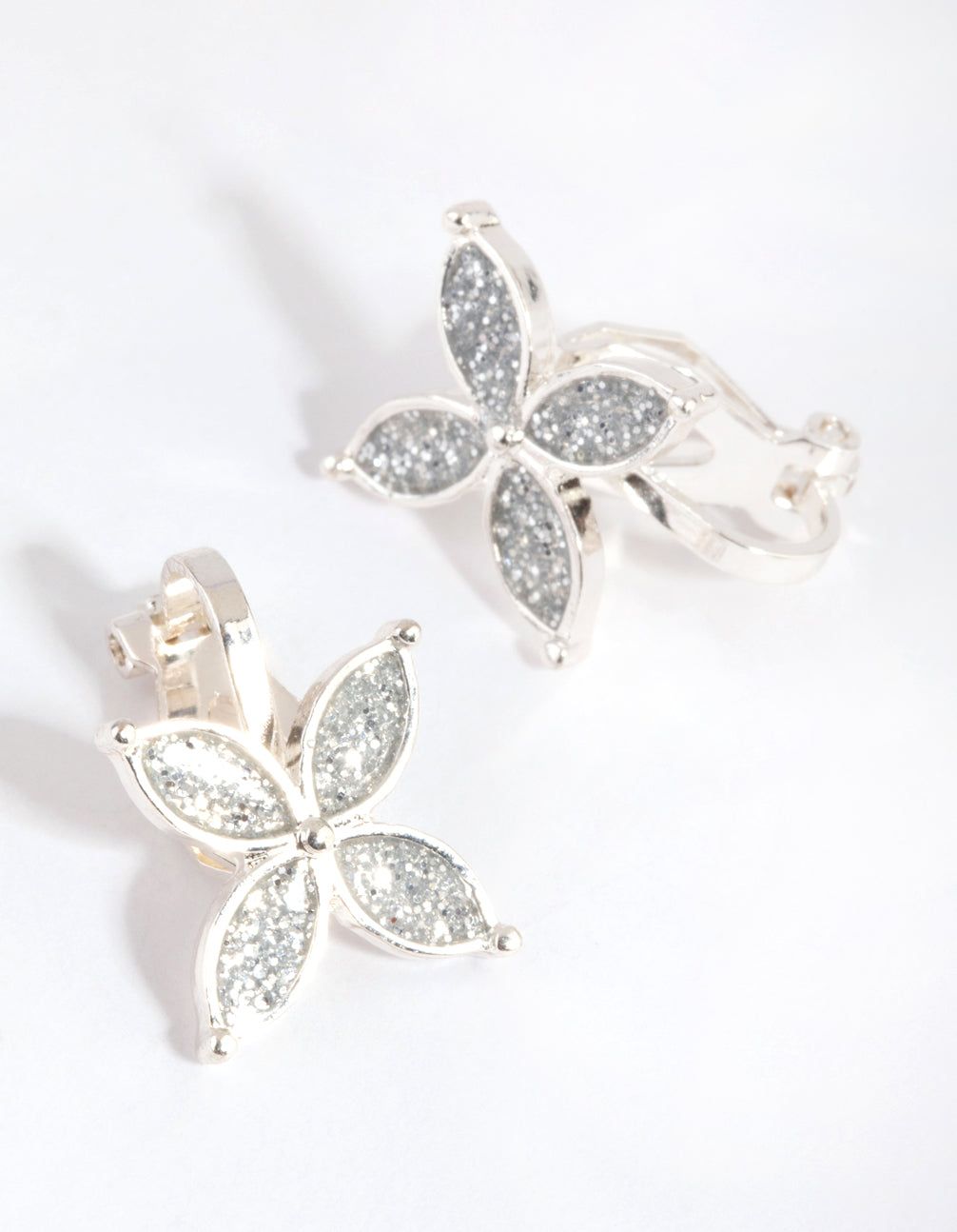 Silver Pointed Flower Clip-On Earrings sold by lovisa