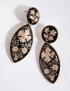 Gold Floral Enamel Drop Earrings sold by lovisa